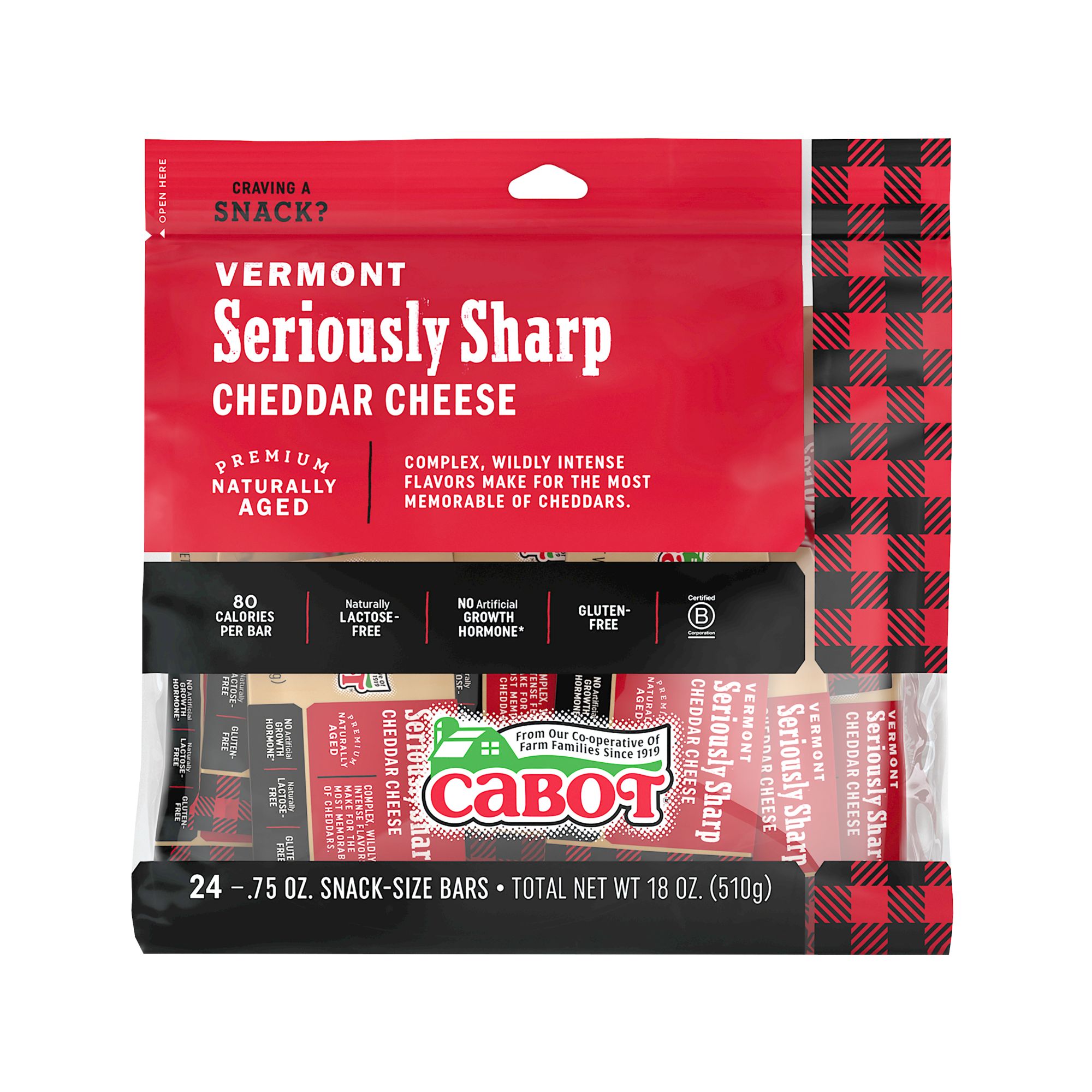 Cabot Creamery Seriously Sharp Snack Pack Cheddar Cheese, 24 ct./0.75 oz.