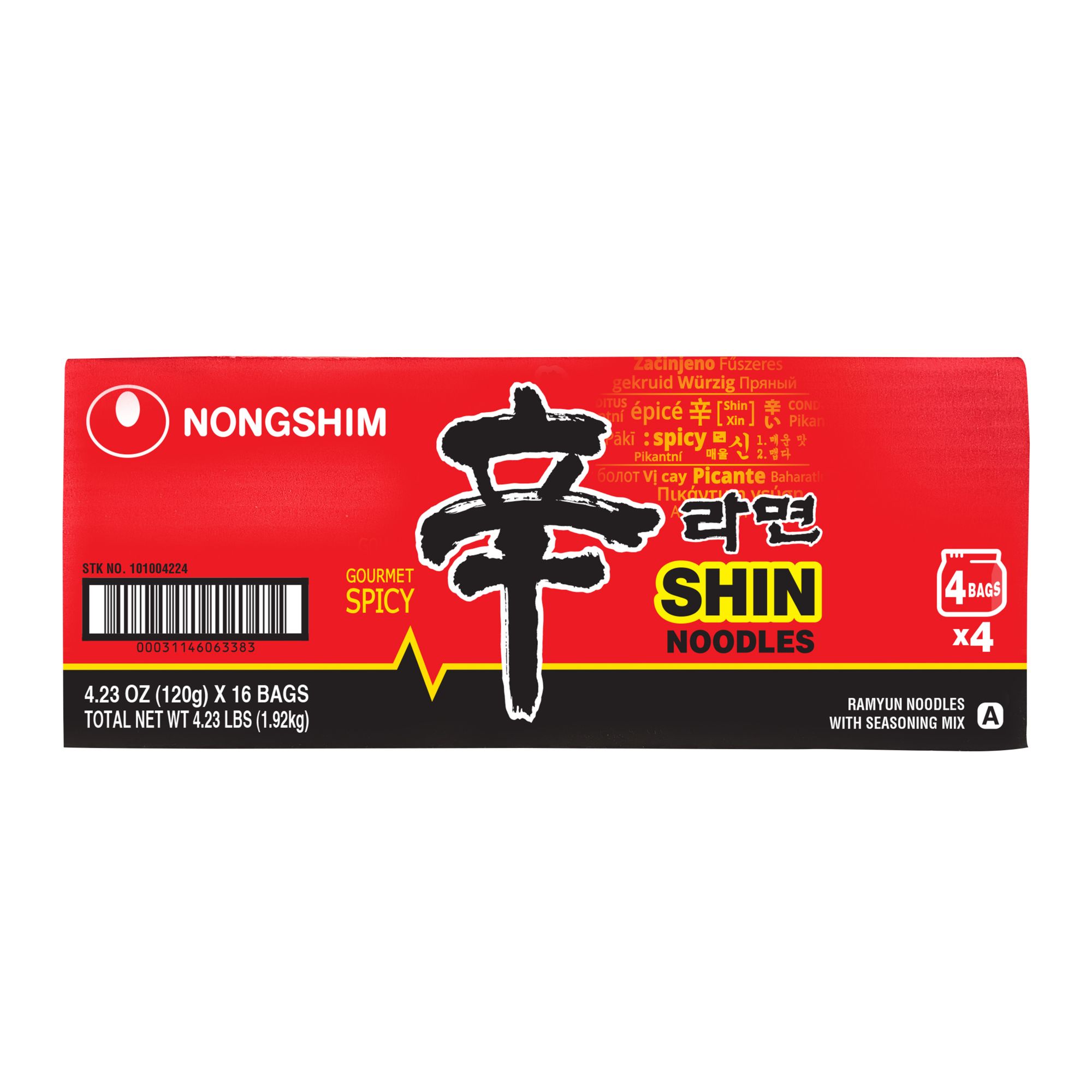 Nongshim Shin Ramyun Spicy Beef Ramen Noodle Soup (4.02 oz., 18 ct