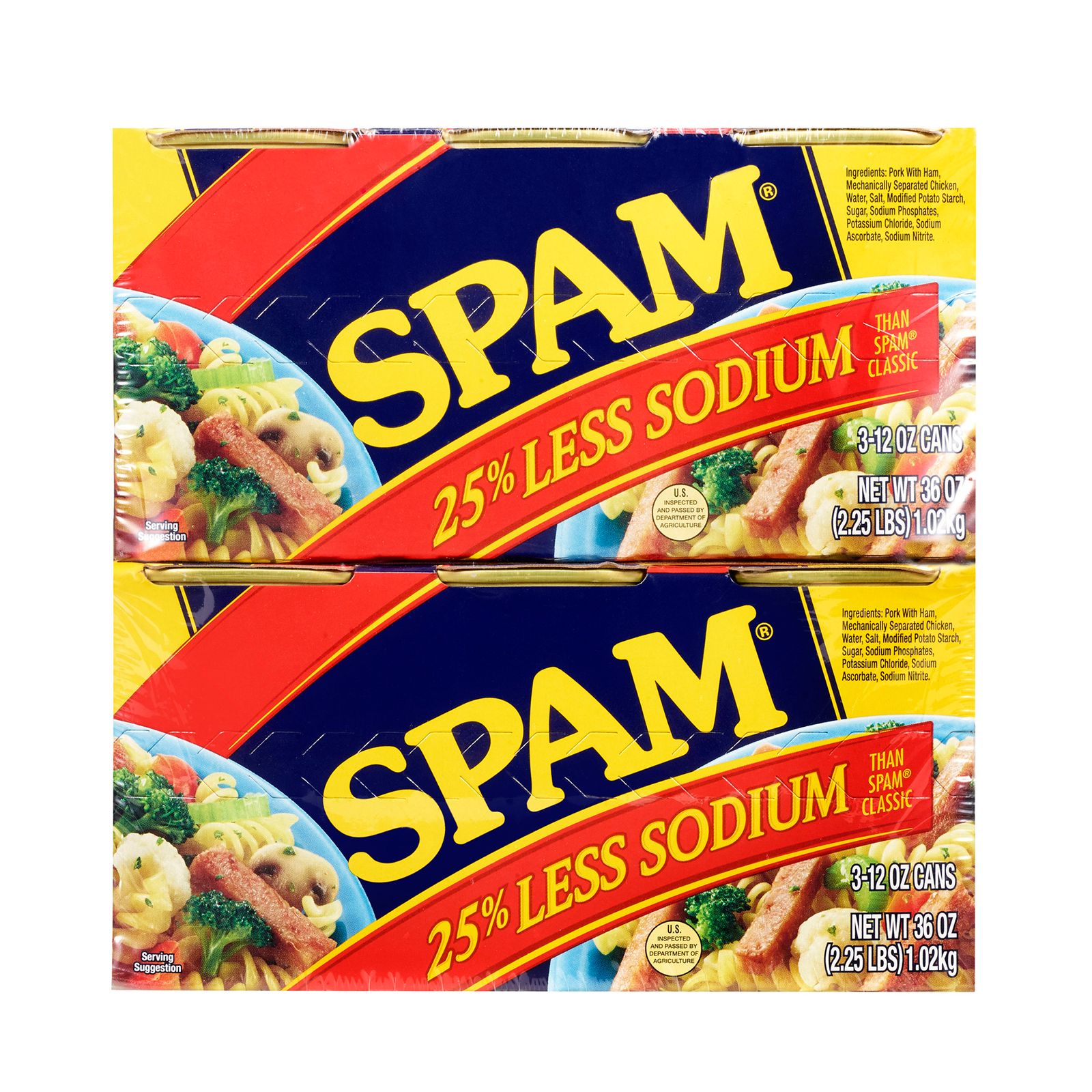 Spam 25% Less Sodium, 12 oz, 8-Count