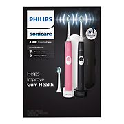 Philips Sonicare ProtectiveClean 4300 Rechargeable Electric Toothbrush, 2 pk. - Black/Pink