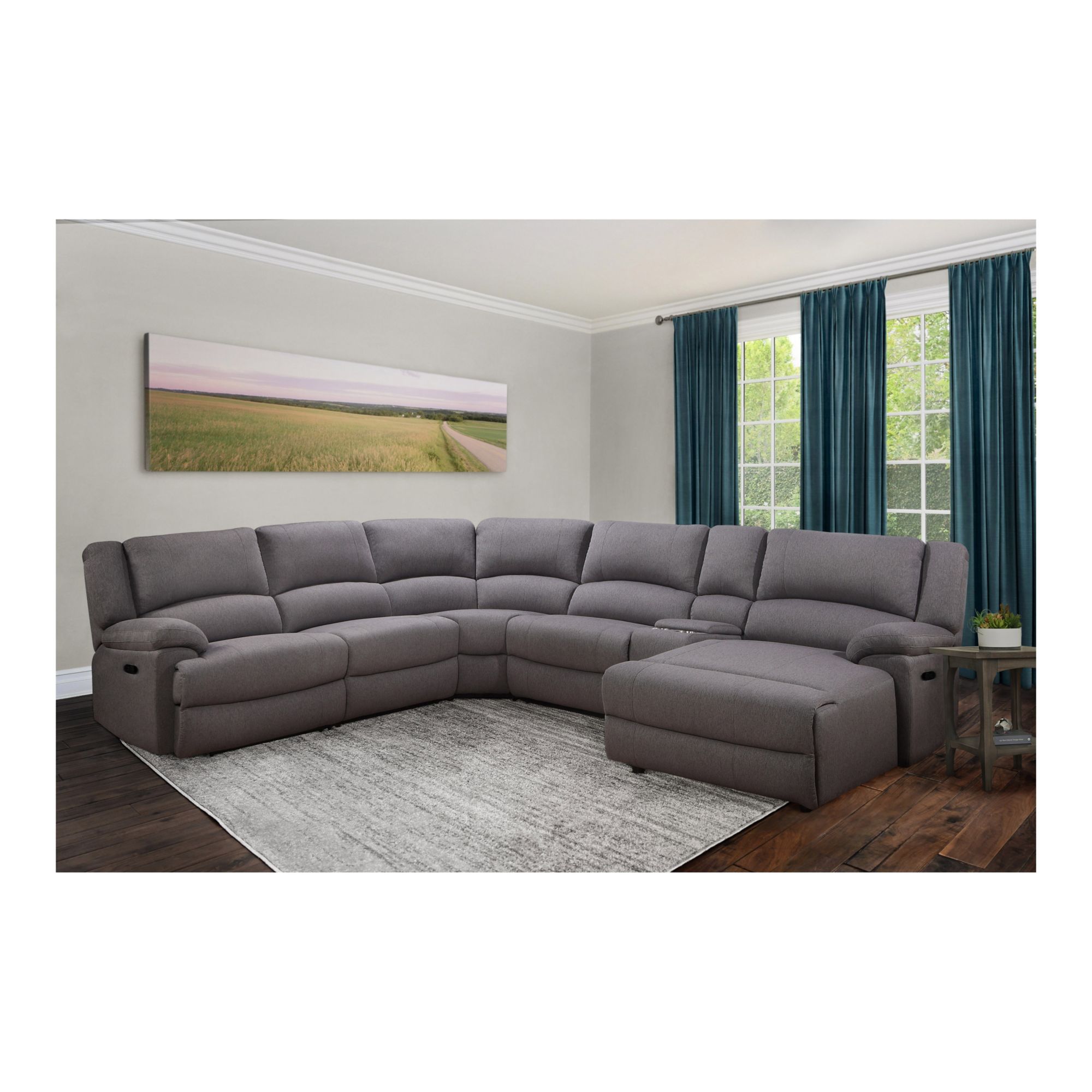 Abbyson Finch Fabric Reclining 6 Pc. Sectional with Cupholders Storage Gray BJ s Wholesale Club