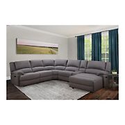 Abbyson Finch Stain-Resistant Fabric Reclining 6-Pc. Sectional with Cupholders and Storage - Gray