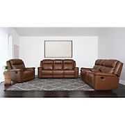 Abbyson Gelson 3-Pc. Leather Manual Reclining Sofa Collection - Brown