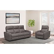 Abbyson Marvel 3-Pc. Fabric Power Reclining Set with Cupholders and Storage - Gray