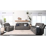 Abbyson Maggie 3-Pc. Fabric Manual Reclining Sofa Set with Cupholders and Storage - Brown