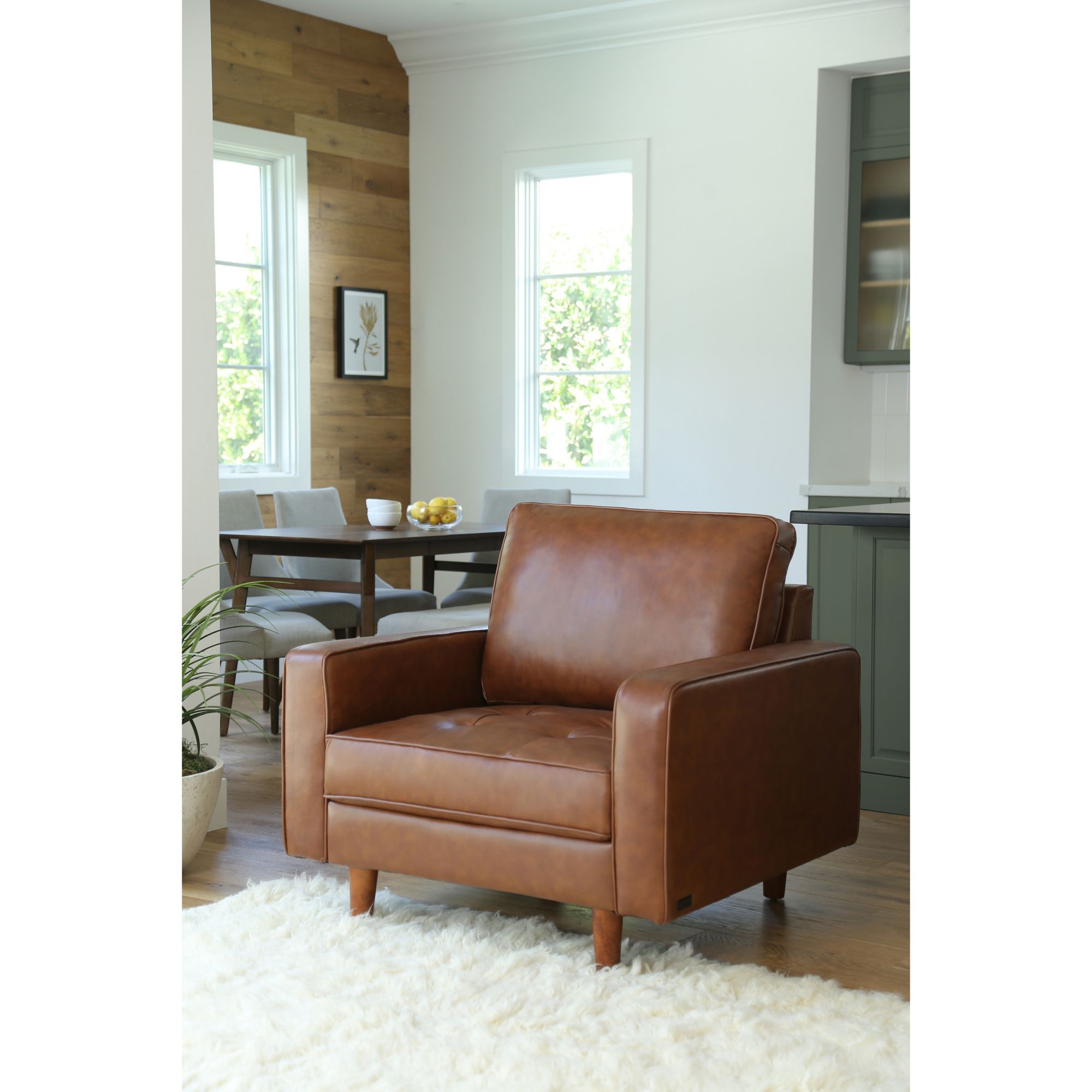 Abbyson Home Haverly Mid-Century Leather Armchair - Brown