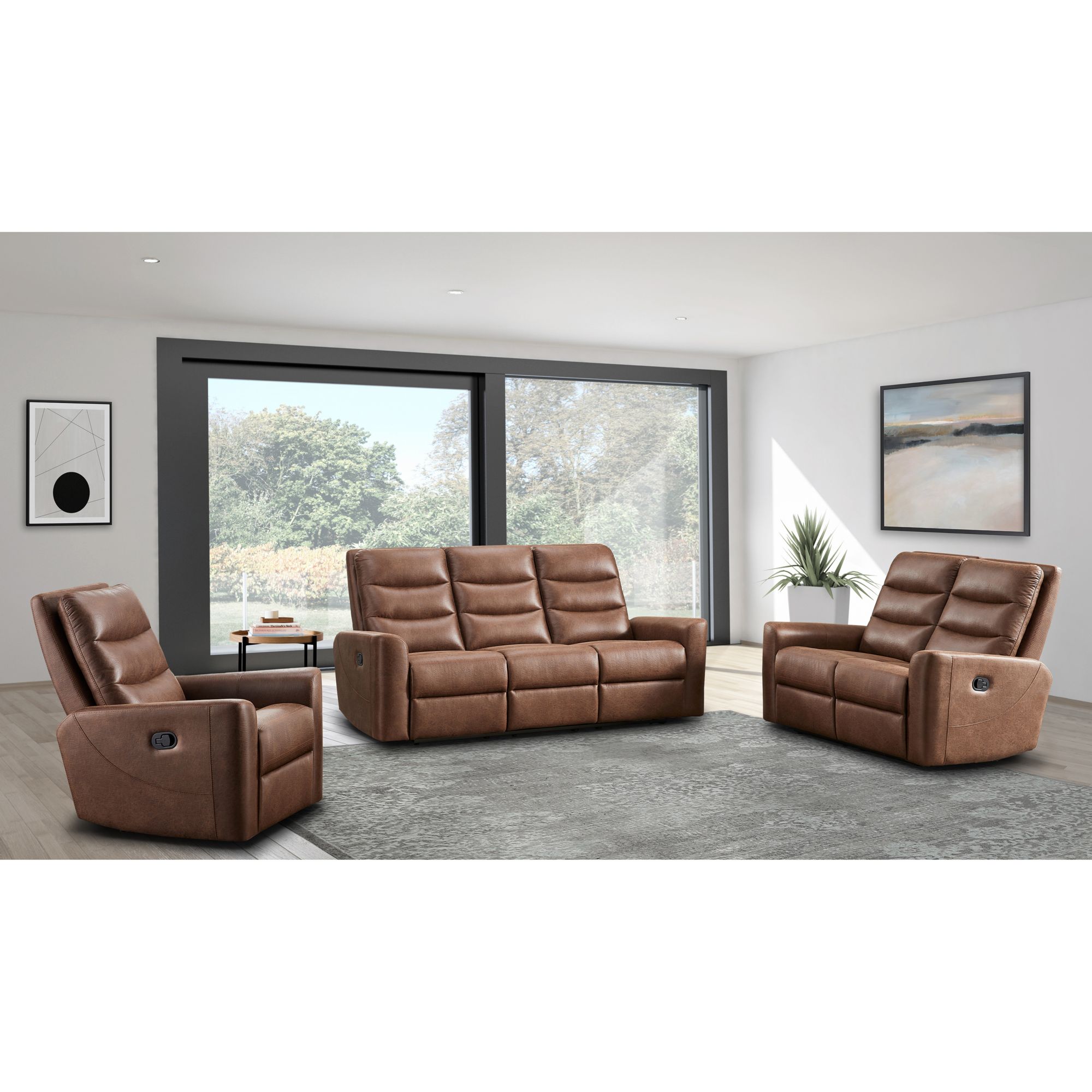 Abbyson Home Beckham 3-Pc. Fabric Manual Reclining Set