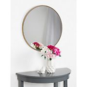 Kate and Laurel Gwendolyn Decorative Round Wall Mirror with Beaded Gold Leaf Frame