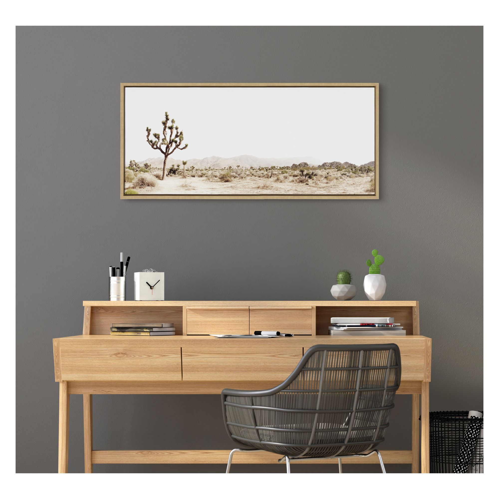Kate and Laurel Sylvie Lone Joshua Tree Framed Canvas Wall Art by Amy Peterson Art Studio