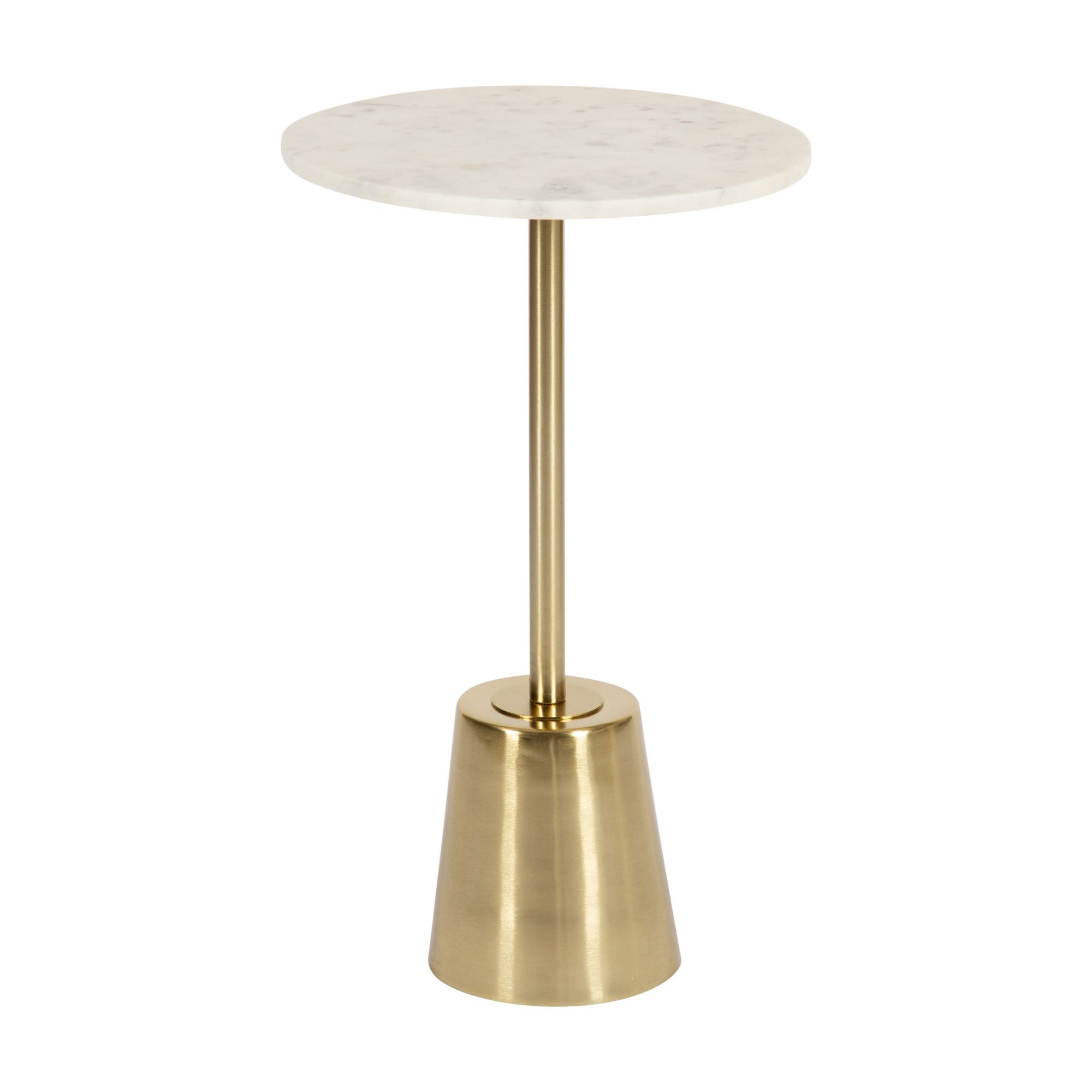 Kate and Laurel Tira Modern Marble Side Table, 14 x 14 x 24, Gold, Decorative Round Pedestal Table for Living Room