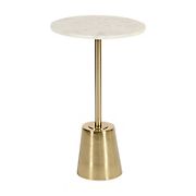 Kate and Laurel Tira Modern Marble Side Table, 14 x 14 x 24, Gold, Decorative Round Pedestal Table for Living Room