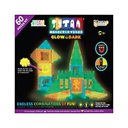 Tytan 60-Pc. Glow-in-the-Dark Magnetic Tiles Building Set with UV Keychain Flashlight, and Carrying Bag