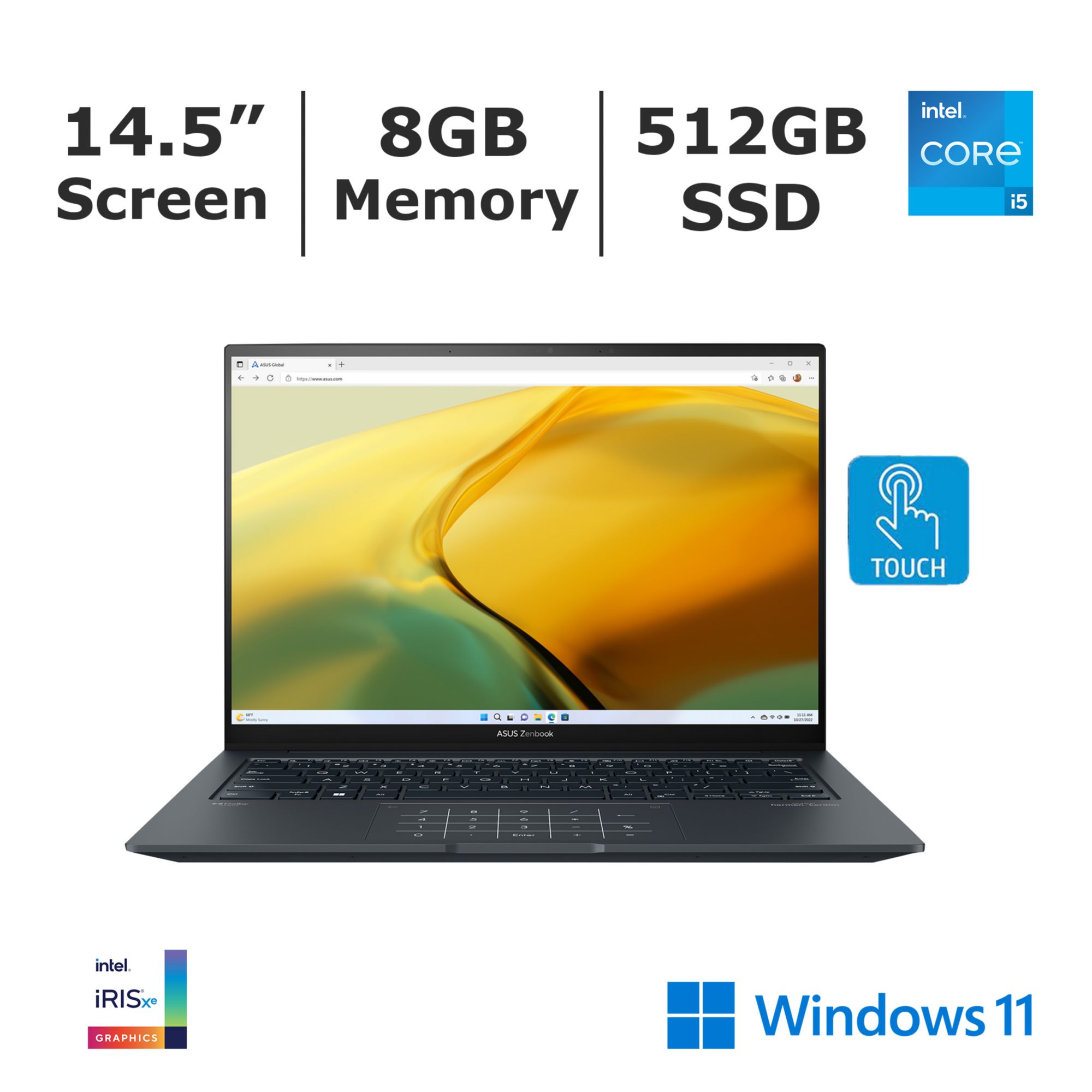 ASUS Zenbook 14X 14.5&quot; OLED Touchscreen Laptop, Intel Core i5 Processor, 8GB RAM, 512GB SSD