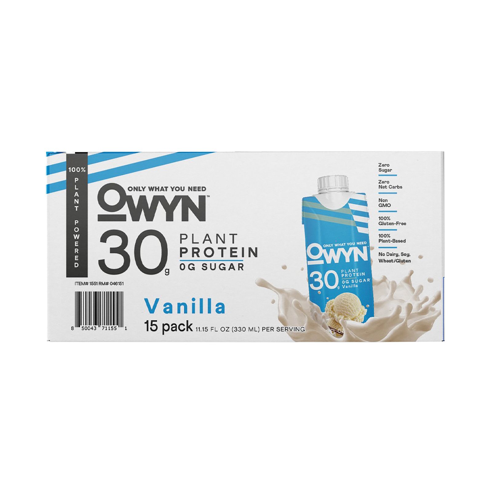 OWYN 30 Gram Vanilla Plant Protein Shake, 15 ct./11.15 oz.
