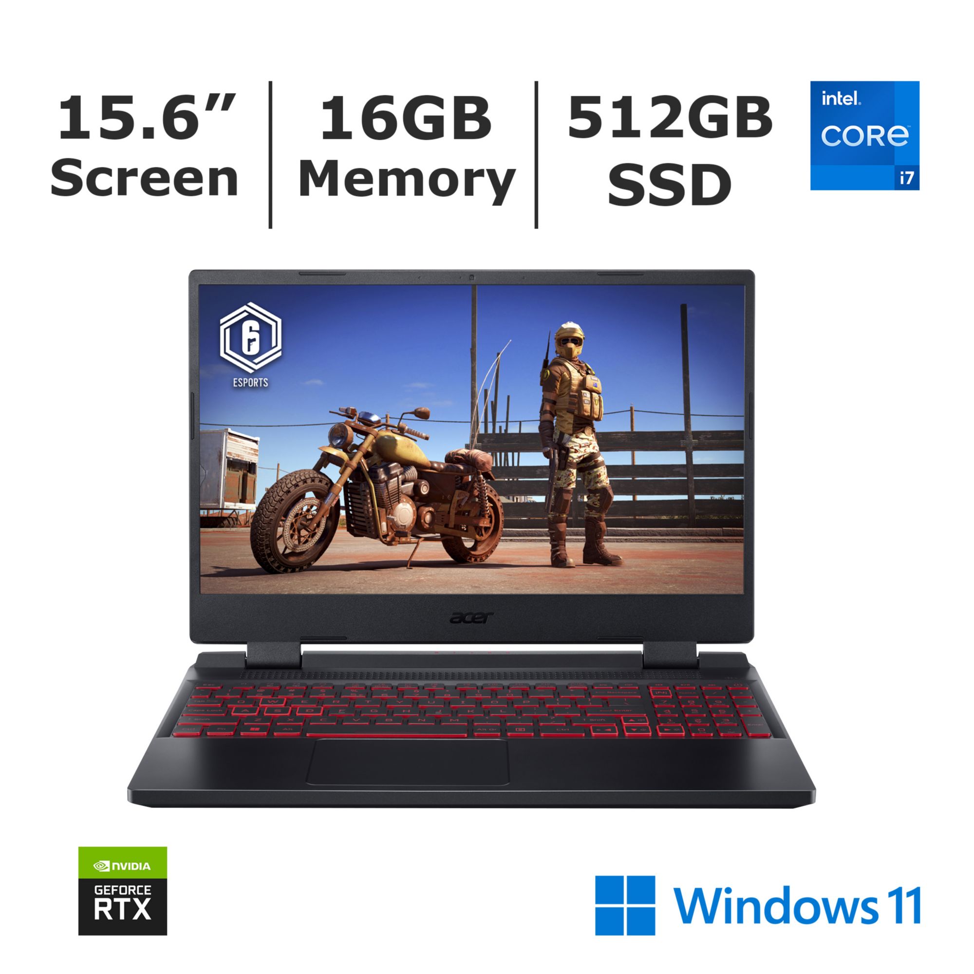 Acer Nitro 5 15.6&quot; Full HD Laptop, Intel Core i7 Processor, 16GB Memory, 512GB SSD, NVIDIA GeForce RTX 4060 Graphics