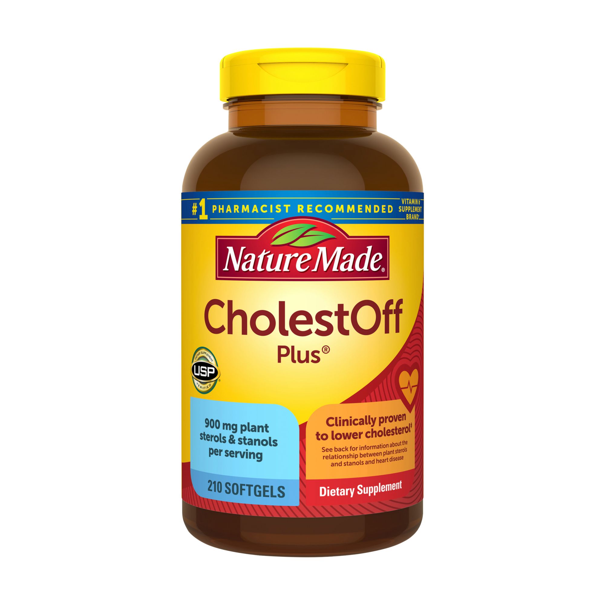 Nature Made CholestOff Plus Dietary Supplement Softgels for Heart Health Support, 210 ct.