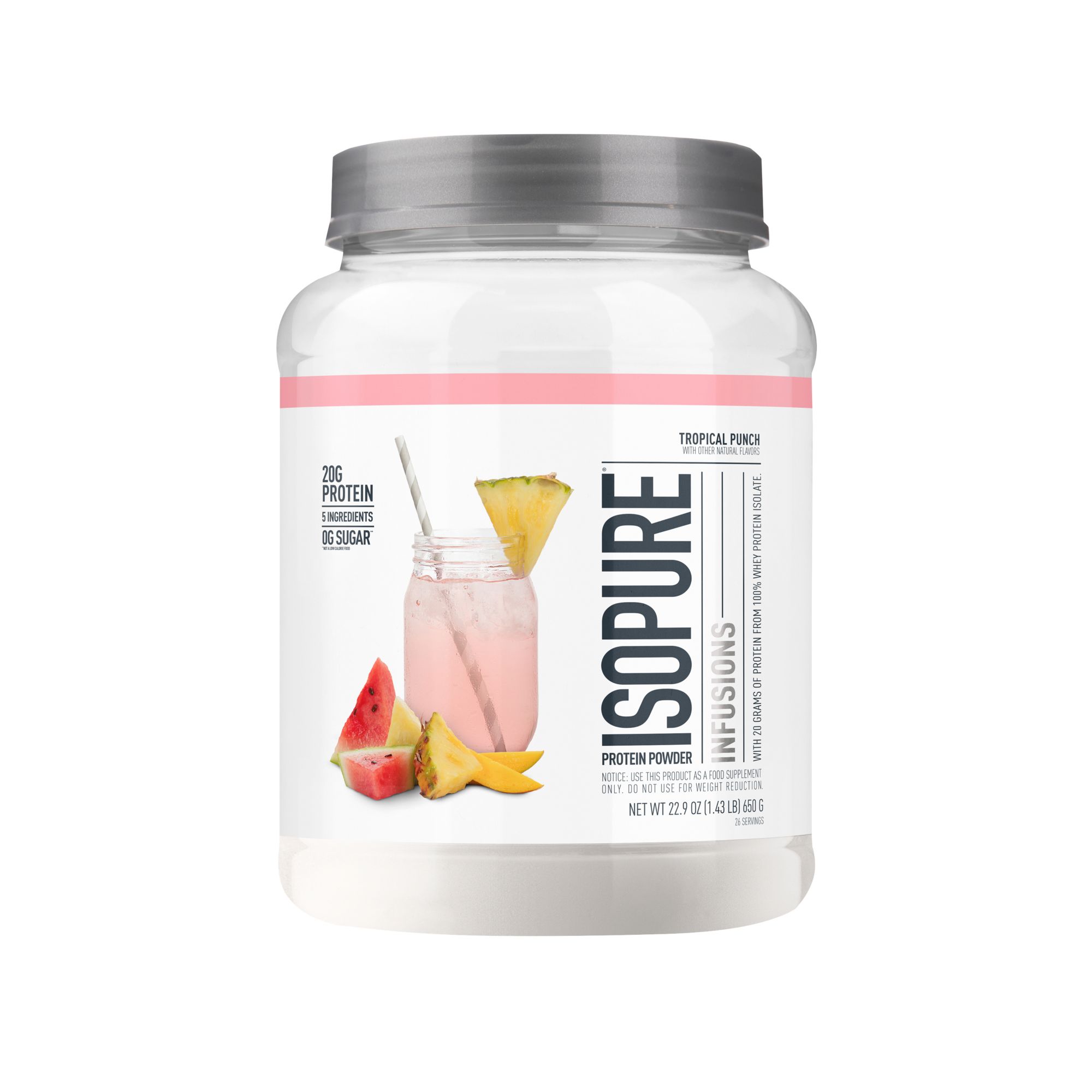 Isopure Infusions Tropical Punch Clear Whey Protein Isolate, 1.43 lbs.