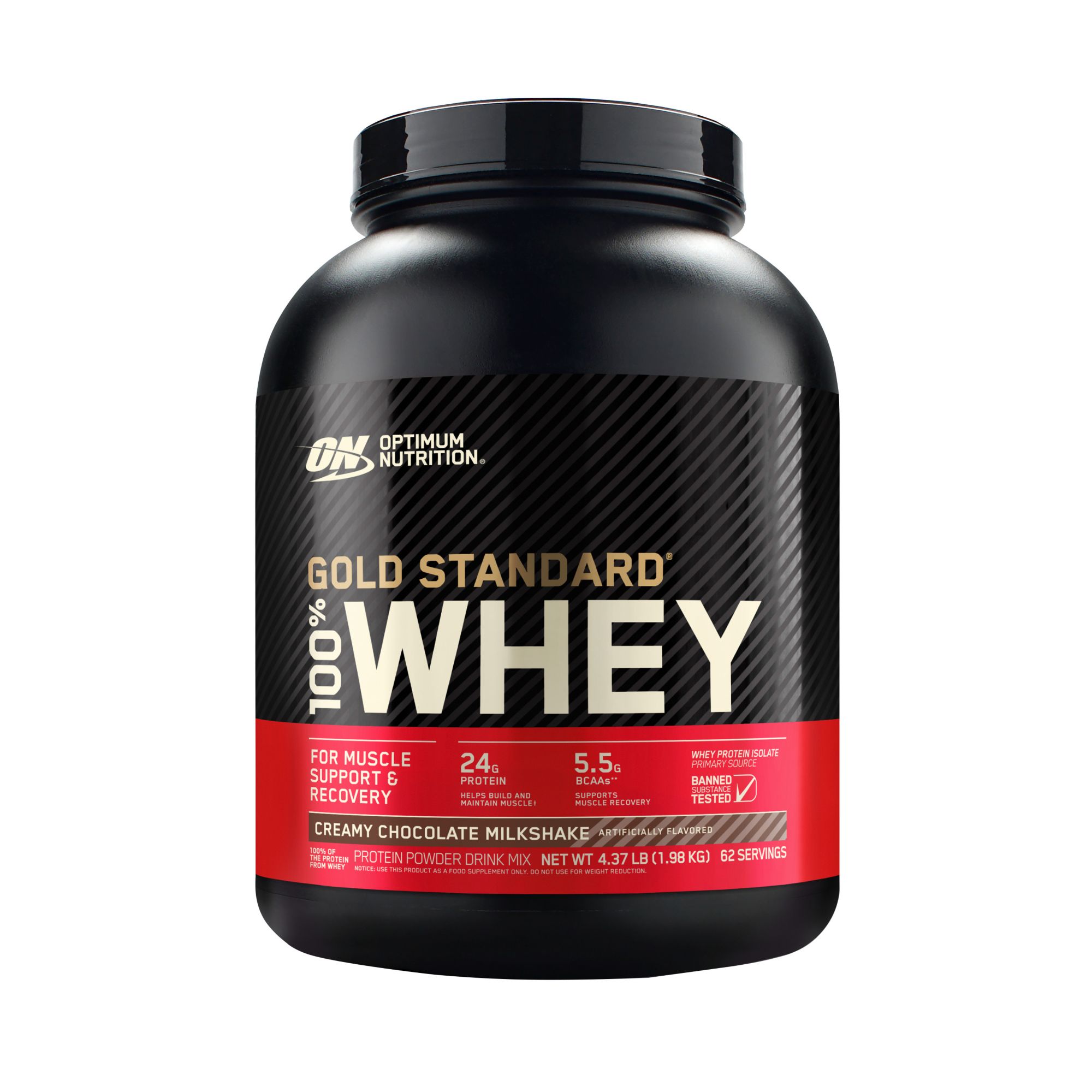 Optimum Nutrition Gold Standard Creamy Chocolate Milkshake Whey Protein Powder, 4.37 lbs.