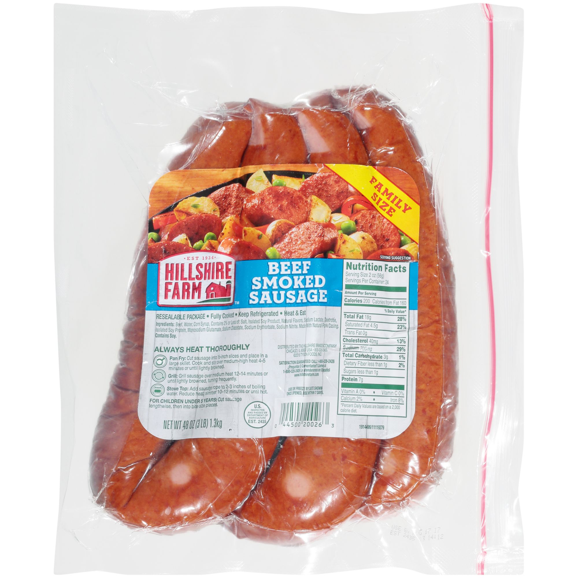 Hillshire Farm Beef Smoked Sausage Family Pack 48 oz. BJ s Wholesale Club