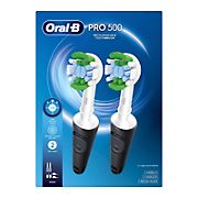 Oral-B Pro 500 Electric Toothbrush with Replacement Precision Brush Heads, 2 pk. - Black