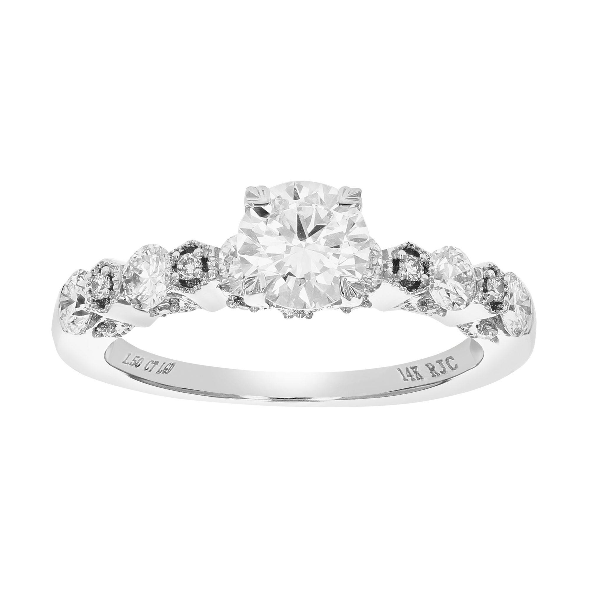 Amairah 1.50 ct. t.w. Round Lab Grown Diamond Engagement Ring 25 Stones 14K White Gold Prong Set