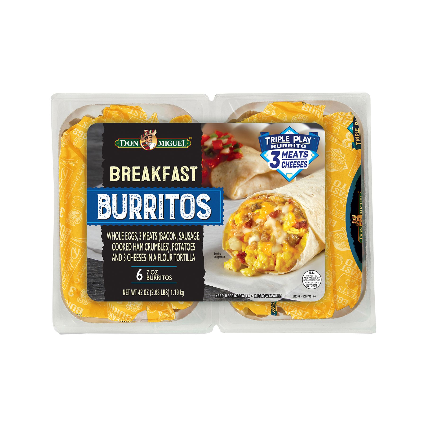 Don Miguel Triple Play Breakfast Burrito, 6 ct./7 oz.