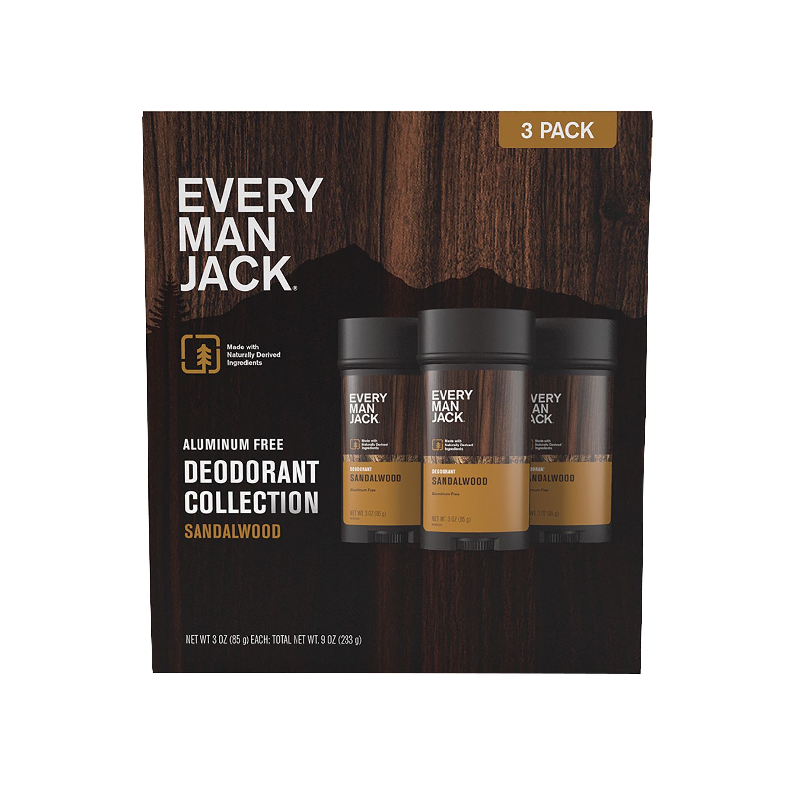 Every Man Jack Sandalwood Deodorant, 3 pk.