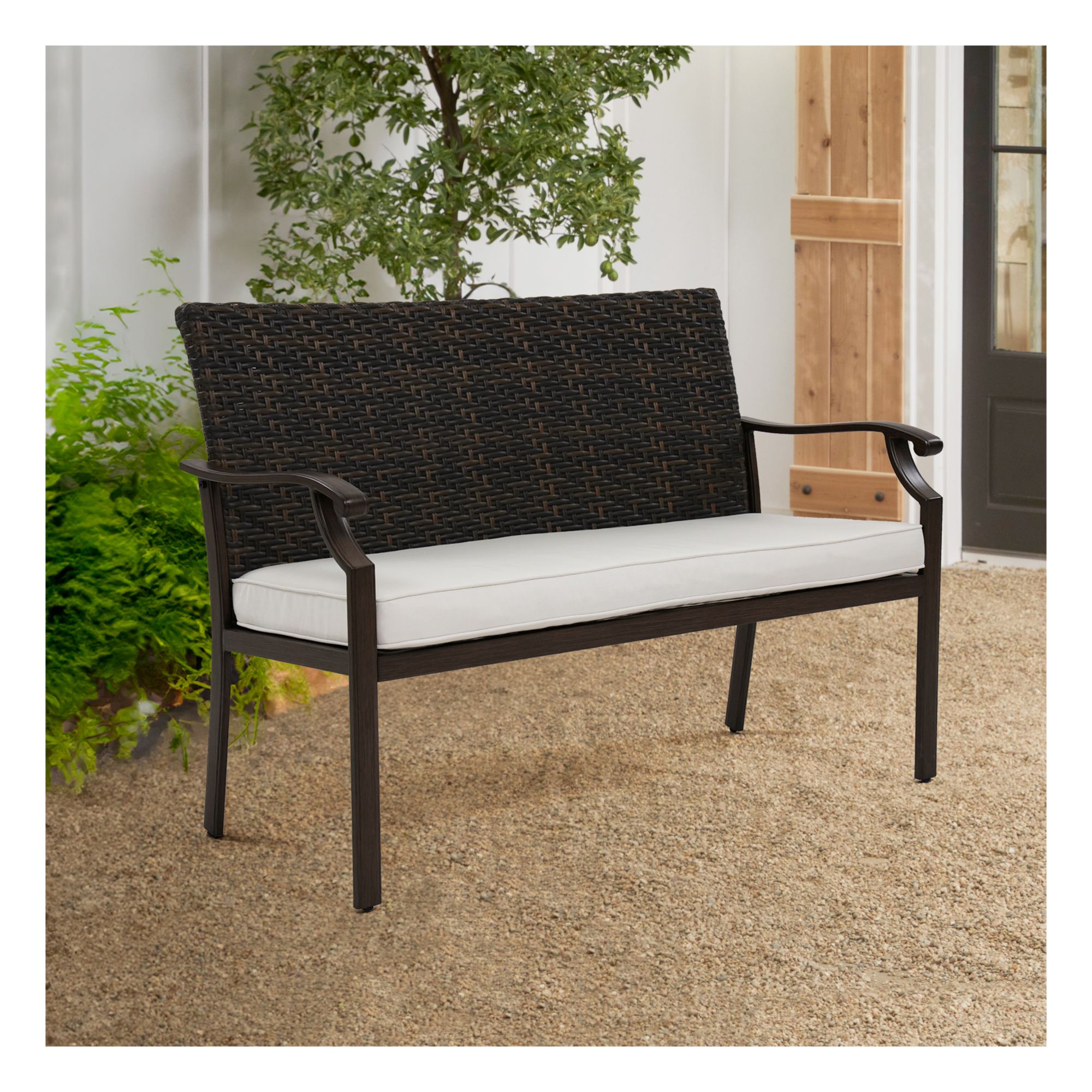 Berkley Jensen Portsmouth 2-Person Wicker Bench - Beige