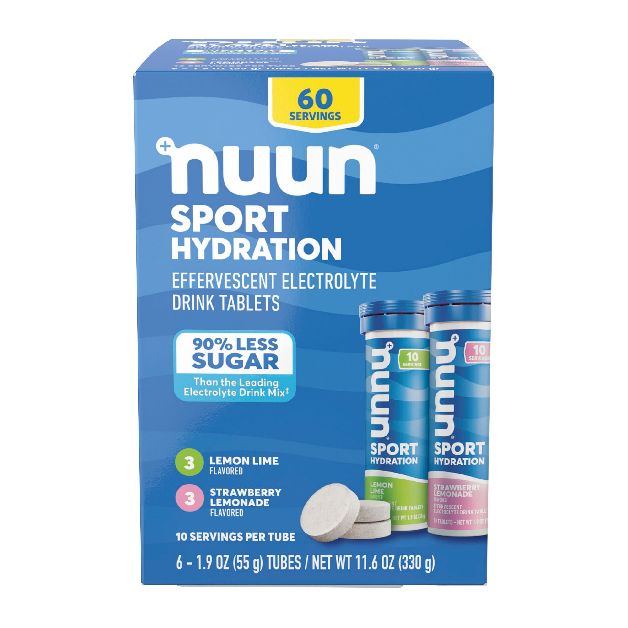 Nuun Sport Lemon Lime & Strawberry Lemonade Electrolyte Drink Tablets Variety Pack, 30 ct.