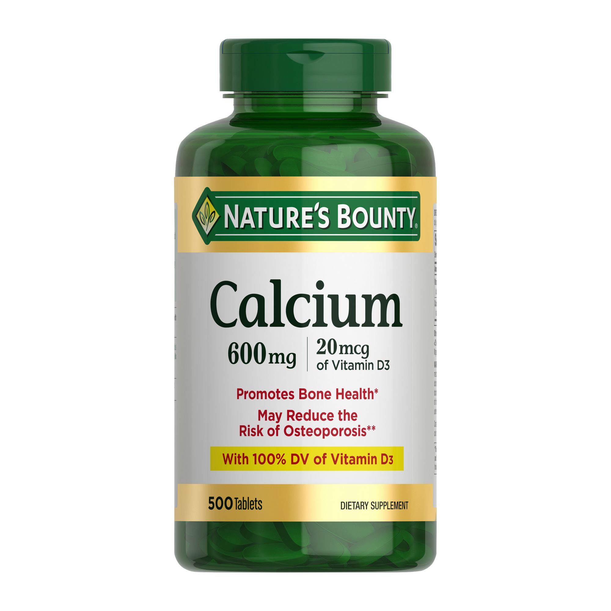 Nature's Bounty Calcium + D3 Tablets, 500 ct.