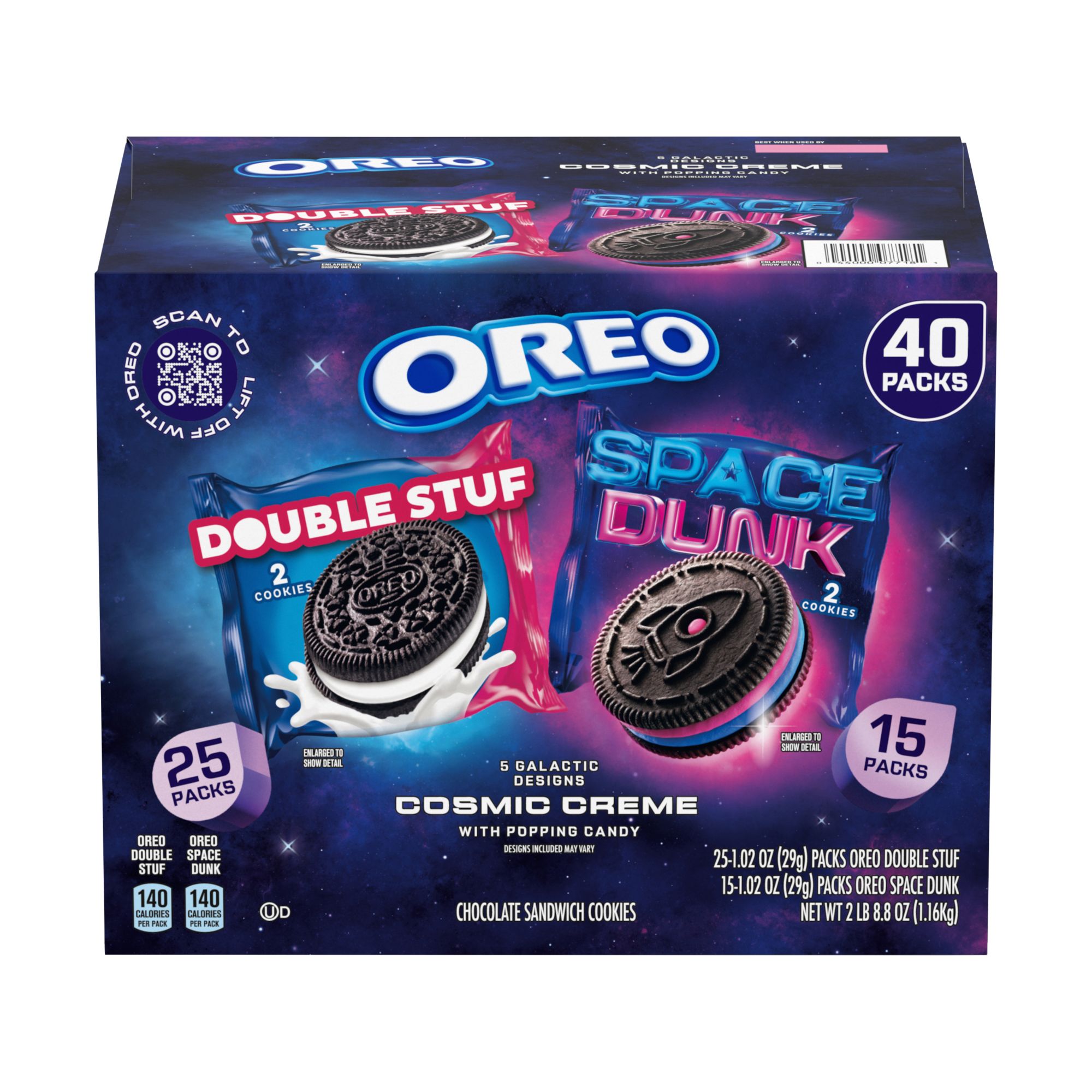 Oreo Space Dunk & Double Stuf Sandwich Cookies Variety Pack, 40 pk./1.02 oz.