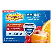 Emergen-C Immune+ Triple Action Vitamin C Powder, BetaVia (R) Raspberry and Super Orange, 90 ct.