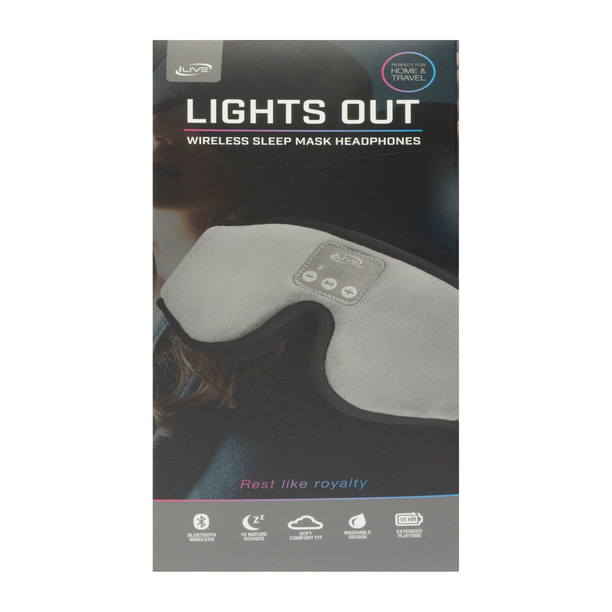 iLive Lights Out Wireless Sleep Mask Headphones - Gray