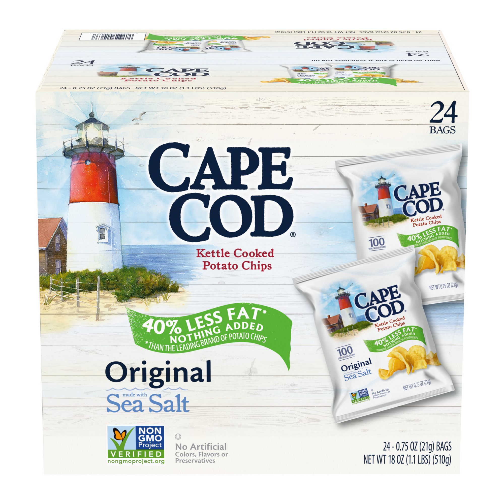 Cape Cod Kettle Cooked Original Reduced Fat Potato Chips, 24 ct./0.75 oz.