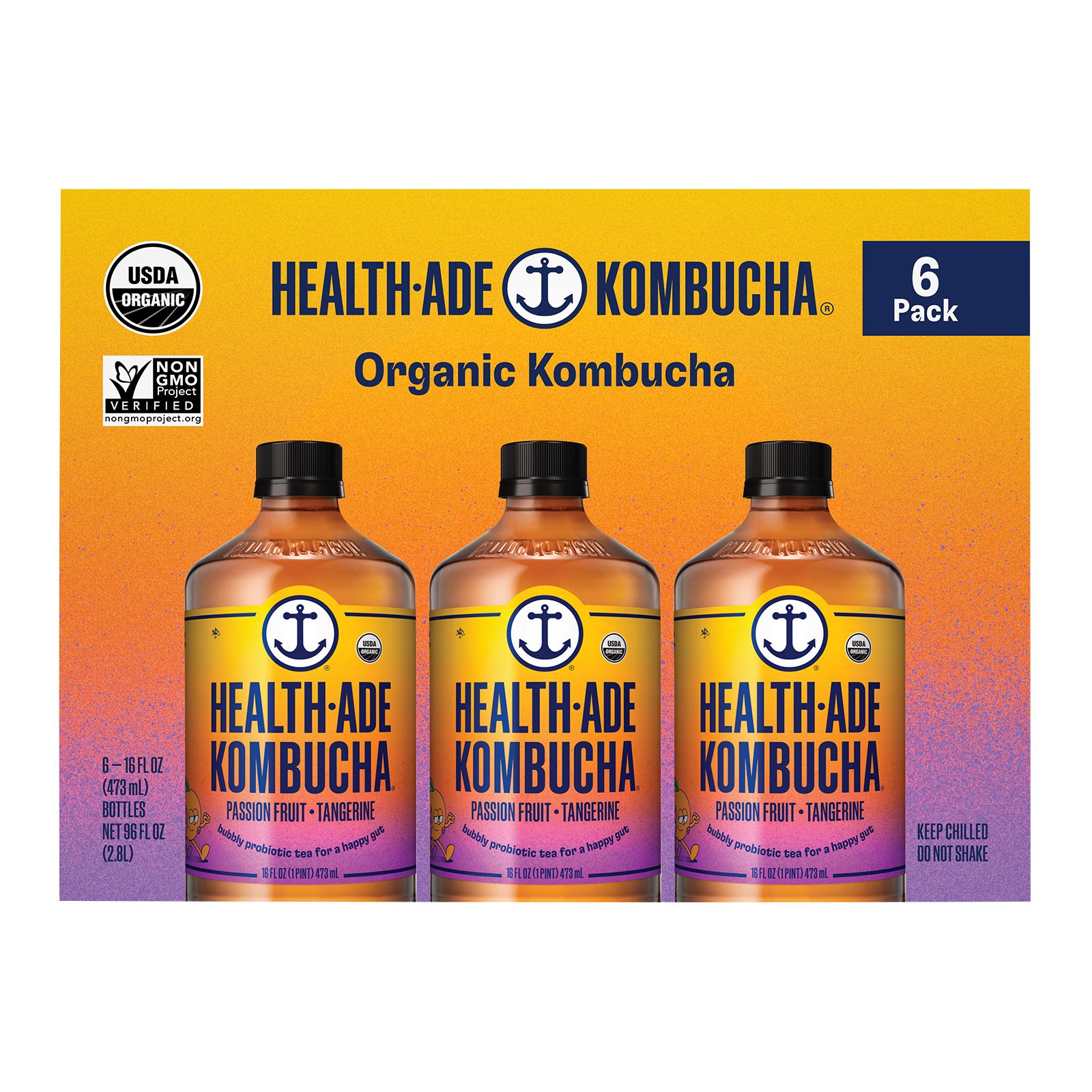 Health-Ade Passion Fruit Tangerine Kombucha, 6 pk./16 oz.