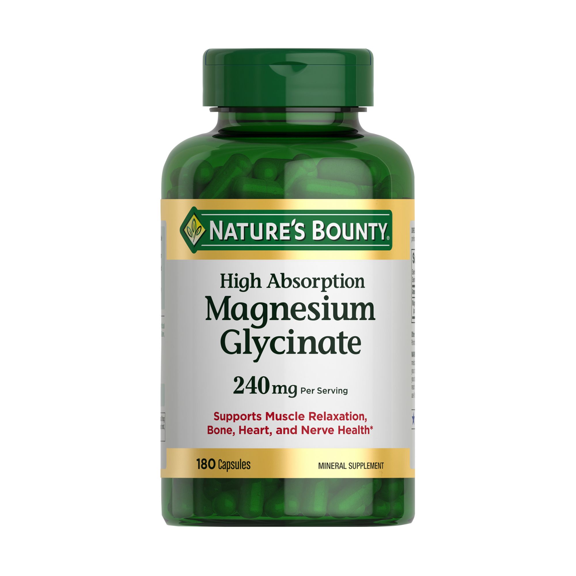 Nature's Bounty Magnesium Glycinate 240mg, 180 ct.