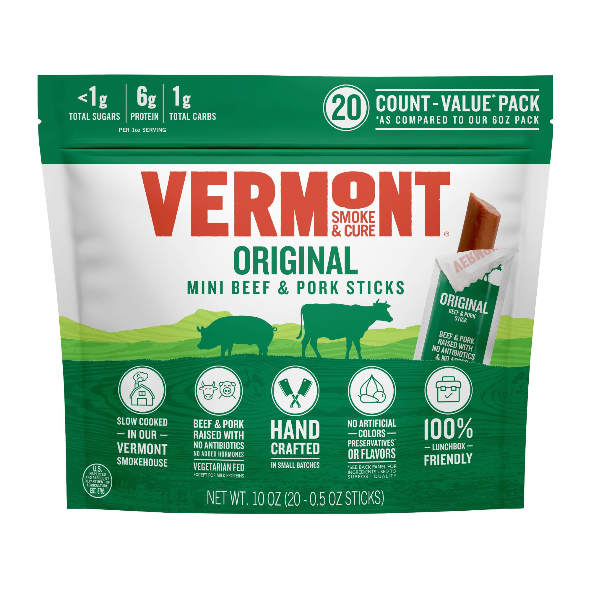 Snack Sticks by Vermont Smoke & Cure Original Flavor Mini Sticks, 20 ct.