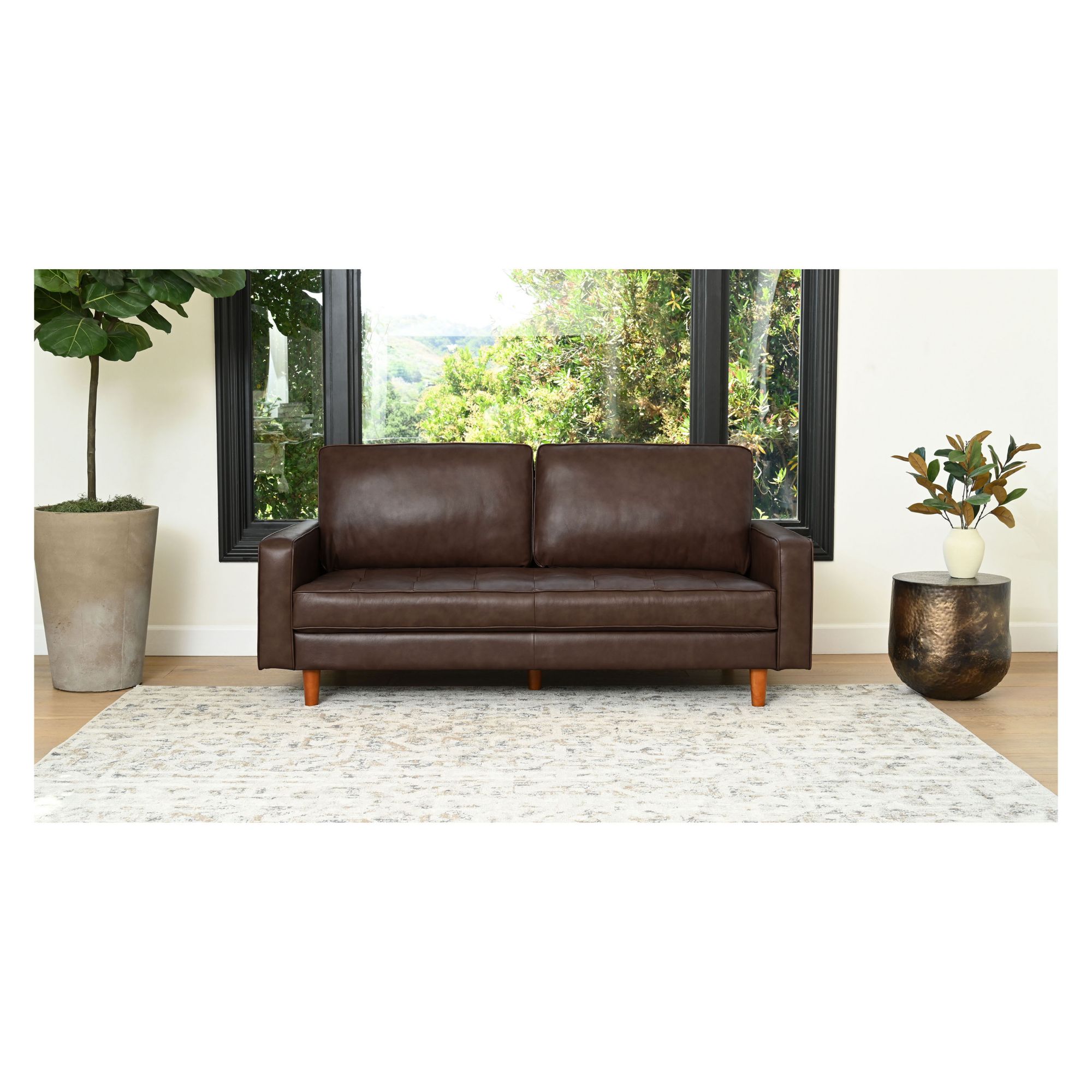 Haverly 80&quot; Top Grain Leather Sofa -Brown