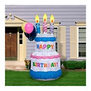 Gemmy Airblown Inflatable Birthday Cake With Candles and Glittering Lights