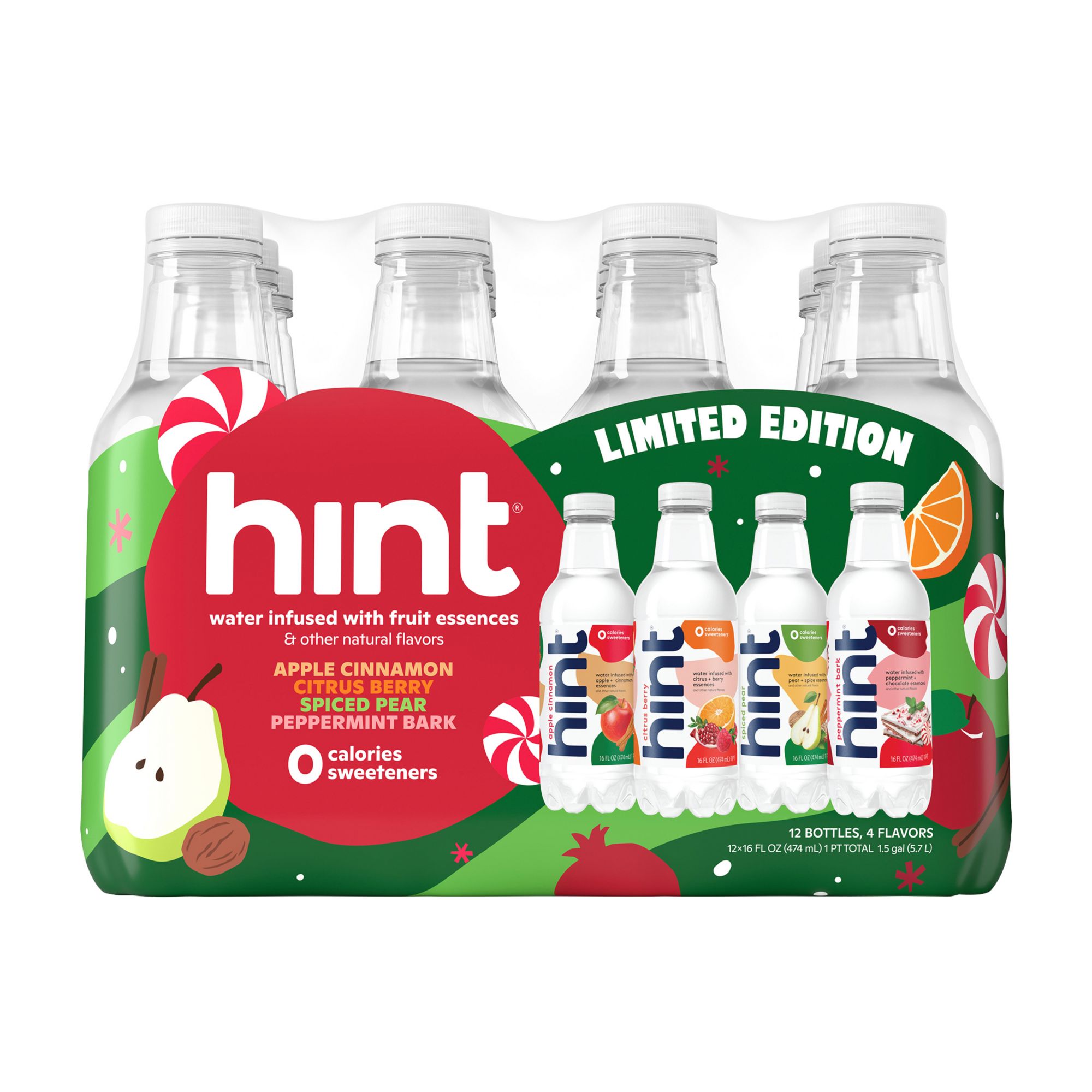 Hint Water Variety Pack Strawberry Lemon, Blackberry Lemon, Peach Raspberry, 12 pk./16 oz.