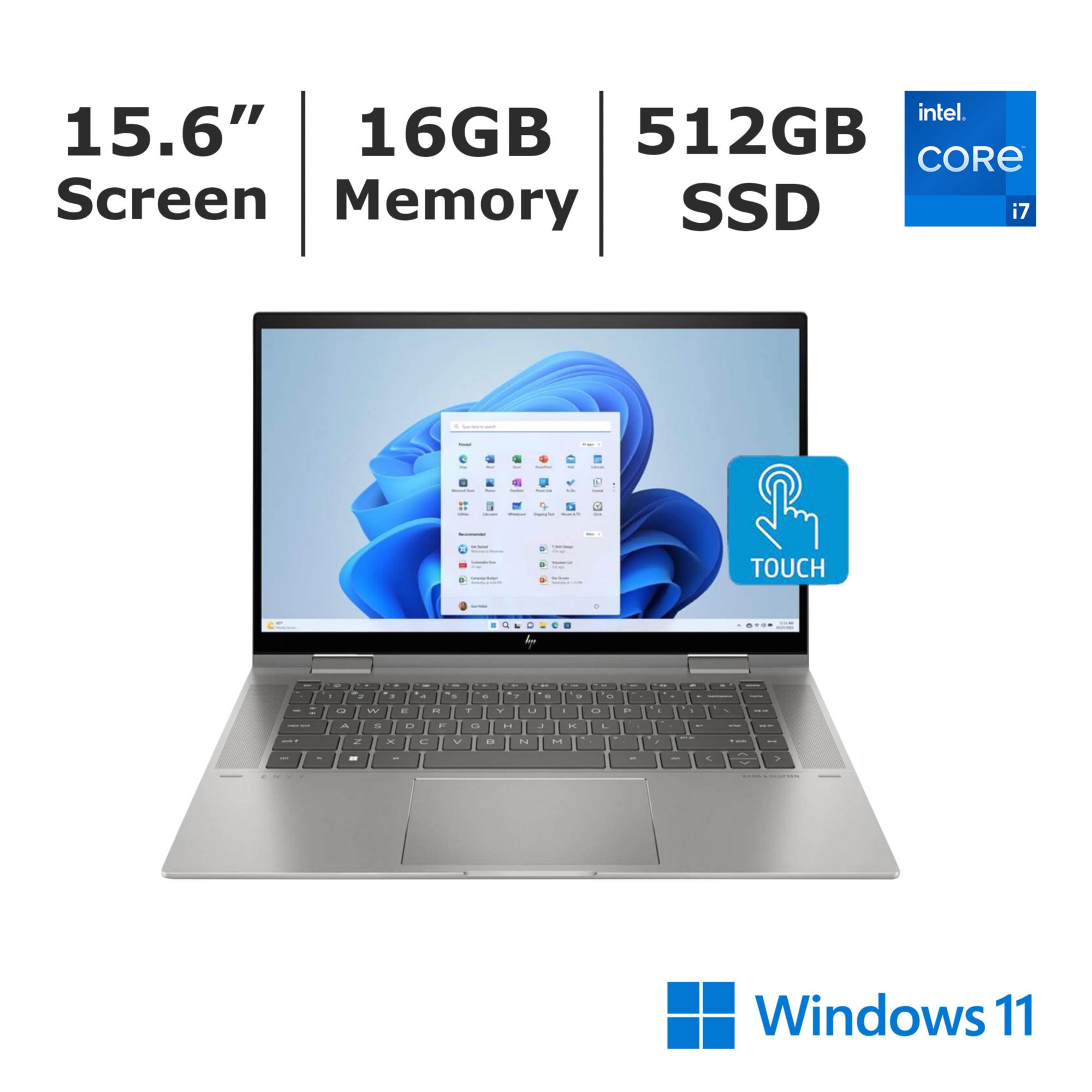 HP Inc. ENVY x360 15.6&quot; FHD 2-in-1 Touchscreen Laptop, Core i7 Processor, 16GB Memory, 512GB SSD, Iris Xe Graphics