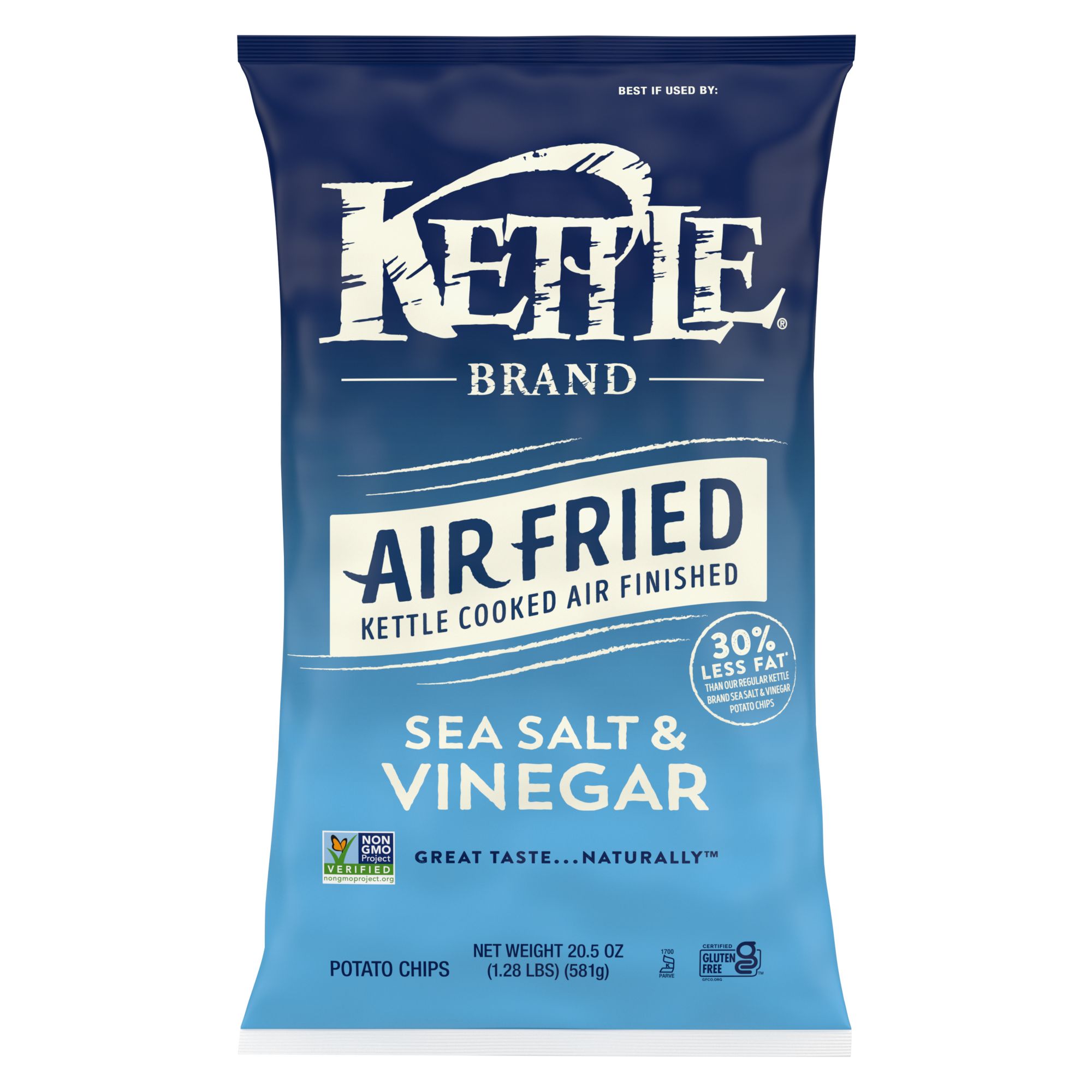 Kettle Brand Potato Chips Air Fried Sea Salt & Vinegar Kettle Chips, 20.5 oz.