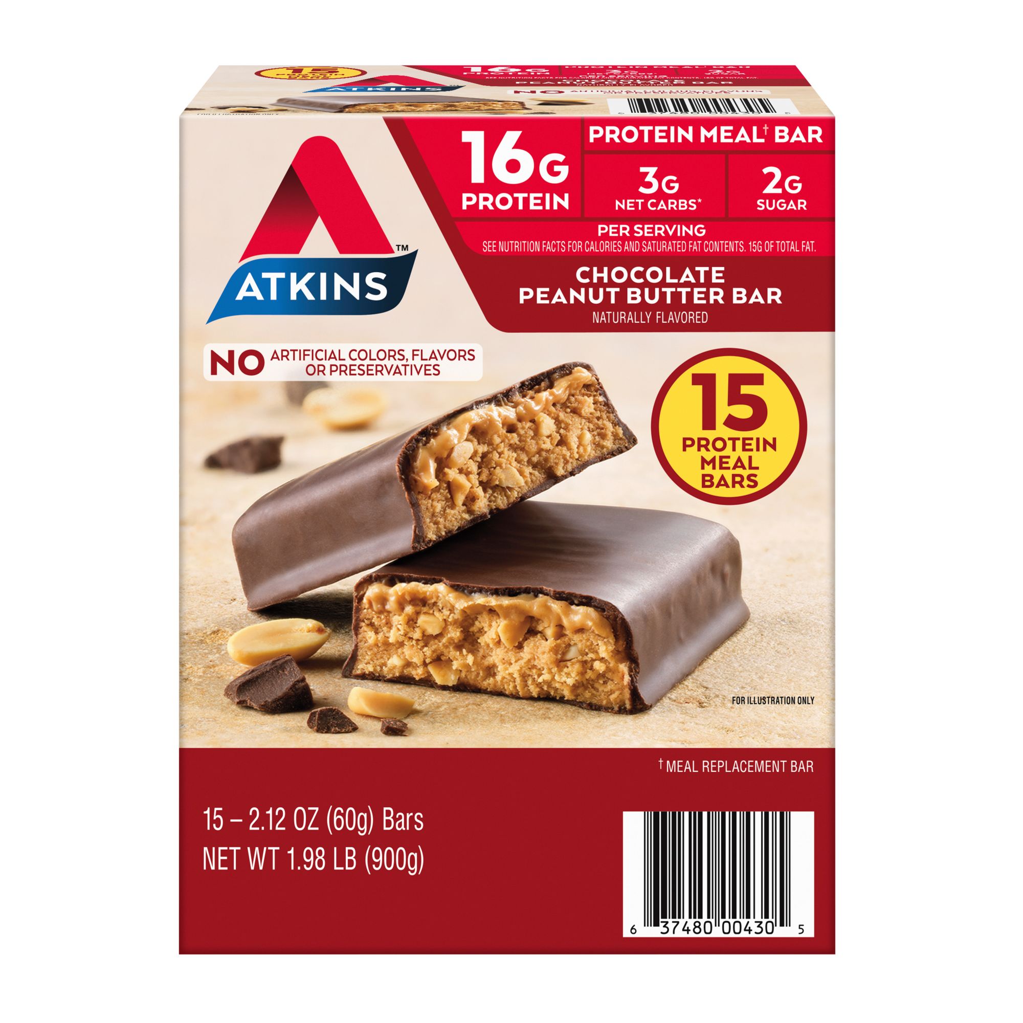 Atkins Meal Bar Chocolate Peanut Butter, 15 ct.