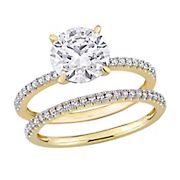1.8 ct. Moissanite and 0.25 ct. t.w. Diamond Bridal Ring Set in 14k Yellow Gold