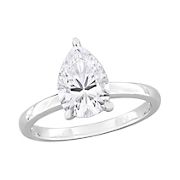 2 ct. DEW Pear-Cut Moissanite Solitaire Ring in Sterling Silver