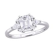 1.4 ct. DEW Moissanite Solitaire Cluster Engagement Ring in Sterling Silver
