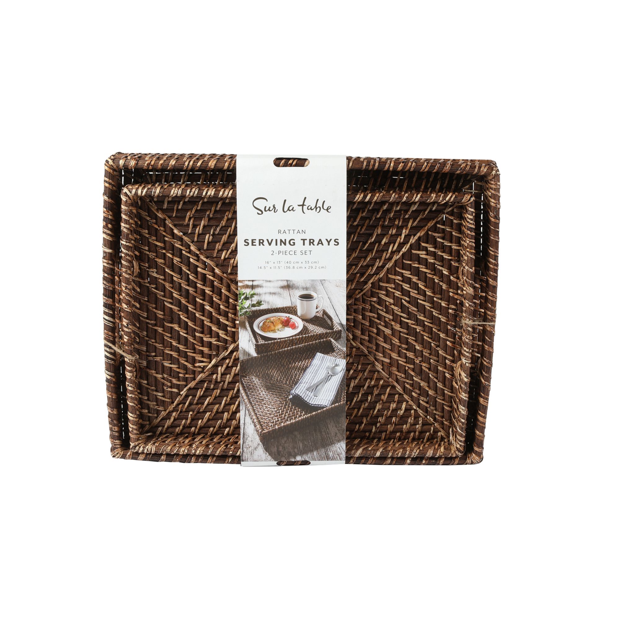 Sur La Table 2-Pc. Rattan Nesting Trays - Dark Brown