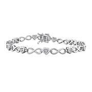 0.16 ct. t.w. Diamond Heart Infinity Link Statement Bracelet in Sterling Silver - 7.25&quot;