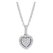 0.16 ct. t.w. Diamond Halo Heart Pendant with Chain in Sterling Silver