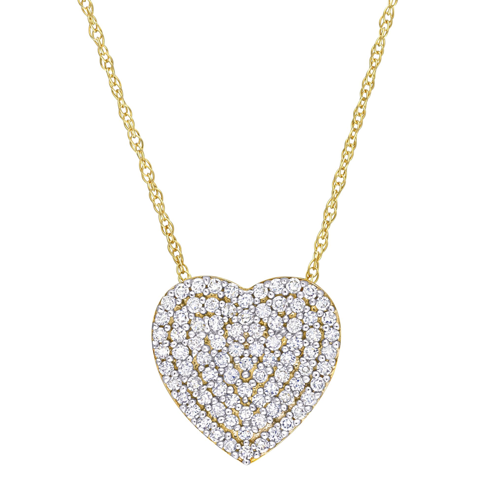 0.25 ct. t.w. Diamond Heart Cluster Pendant with Chain in 10k Yellow Gold